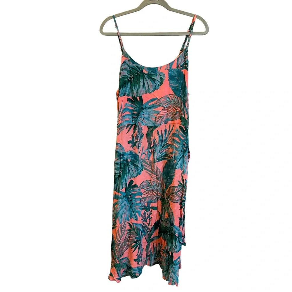 Cynthia Rowley Designer Sleeveless Dress Pink with Green Leaves Size 12 - Picture 1 of 5